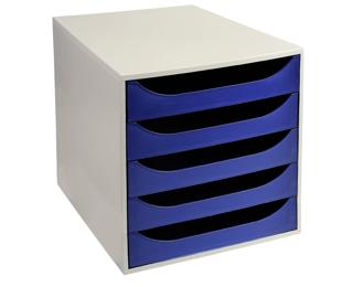 Module de classement Ecobox+ Office 5 tiroirs - Bleu nuit