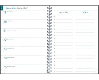 Recharge agenda de bureau EasyTime 21S Spiralé 21 x 15 cm Semainier Janvier à Décembre 2027