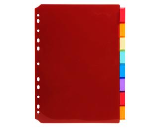 Intercalaires PP transparent couleurs avec porte étiquette A4 8 positions 