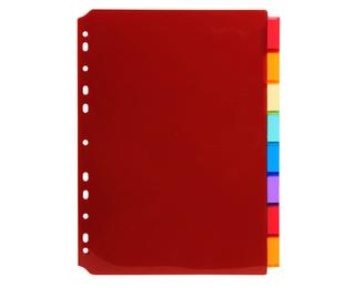 Intercalaires PP transparent couleurs avec porte étiquette A4 8 positions 