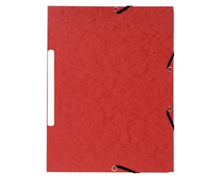 Sammelmappe mit Gummizug und 3 Klappen, Recyclingkarton marmoriert 355g/m2, A4 - Rot