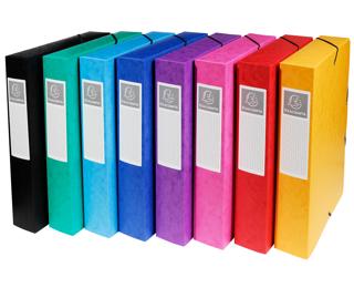 Archivbox aus Colorspan-Karton 600g, Rückenbreite 60mm mit Etikett, 25x33cm für DIN A4 - Farben sortiert