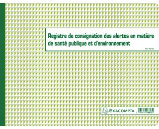Piqûre 24x32cm - Registre de consignation des alertes en matière de santé publique et d'environnement - 20 pages
