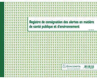 Piqûre 24x32cm - Registre de consignation des alertes en matière de santé publique et d'environnement - 20 pages