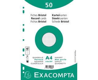 Pk50 Exa Rec Cards 21x29.7cm SqPunch Wht 