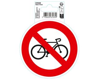 Panneau PVC adhésif antidérapant Vélos interdits 10cm - Rouge