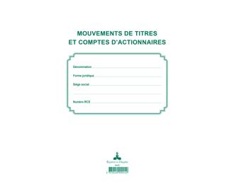 Registre des mouvements de titre, liste des actionnaires, 58 feuillets - Noir