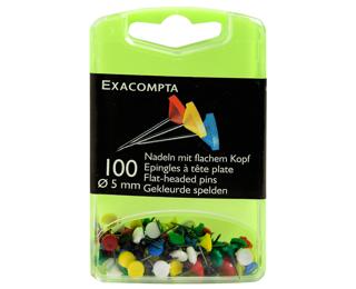 Boîte de 100 épingles à tête plate unie - Hauteur de pointe 8mm - 5mm de diamètre - Couleurs assorties