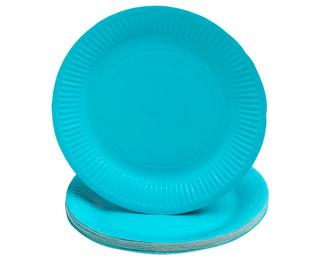 20 round cardboard plates, Ø 23 cm - Turquoise
