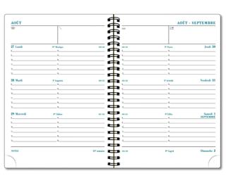 Recharge semainier SAD 19S 14 x 18 cm Septembre 2025 à Décembre 2026- 16 mois.