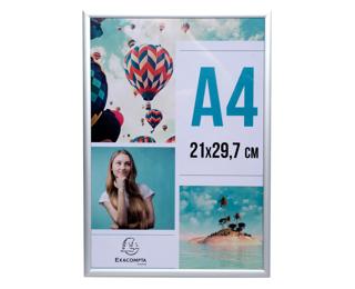 Fotorahmen A4 aus Aluminium, Exacryl - Silber