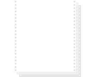 "1000 feuilles de listing autocopiantes blanc 240x11"" 3plis Bandes Caroll Détachables" - Blanc