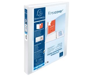 Classeur PP personnalisable Kreacover - 2 anneaux en D 30mm - A4 maxi - Blanc