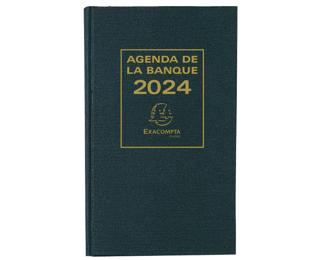 Agenda de bureau Banquier large Euro et cents 17,5 x 28 cm Journalier 2 volumes 2024 - Noir