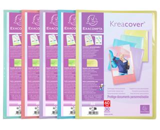 Protège-documents en polypropylène Kreacover Pastel 60 vues - A4 - Couleurs assorties