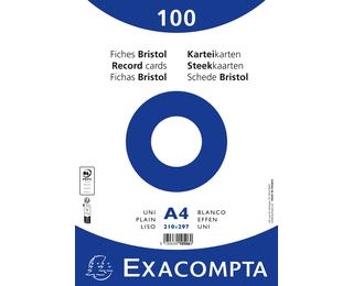 Paquet 100 fiches sous film - bristol uni non perforé - 210x297mm 