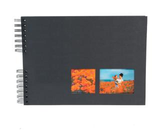 Wirebound album 50 pages Black 32x22cm MILANO - Black