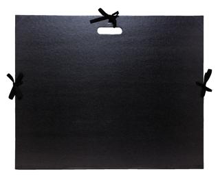 Carton à dessin kraft noir vernis avec rubans et poignée 59x72 cm - Pour format raisin - Noir