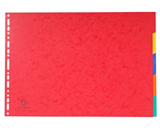 Divisori neutri 5 tasti cartoncino lustré colori A4 400g/mq - A3 - Colori assortiti