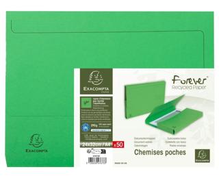 FOREVER® Pak van 50 pocketmappen 290g/m2 - 24x32cm voor A4 - Fel groen