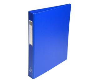 Classeur rembordé polypropylène 4 anneaux ronds de 25mm sur 3eme de couverture - Bleu