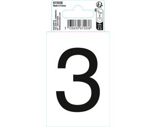 Autocollant PVC adhésif antidérapant chiffre 3 - Noir