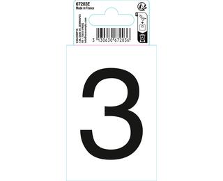 Autocollant PVC adhésif antidérapant chiffre 3 - Noir