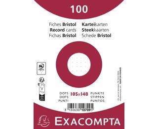 Paquet 100 fiches sous film - bristol dots non perforé - 105x148mm - Blanc