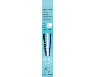 Boite 25 reliures spirales plastique 8mm - Blanc