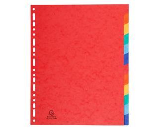 Divisori neutri 12 tasti cartoncino lustré colori A4 225g/mq - A4 maxi - Colori assortiti