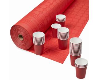 Nappe en rouleau papier damassé - 50x1,18m - Rouge