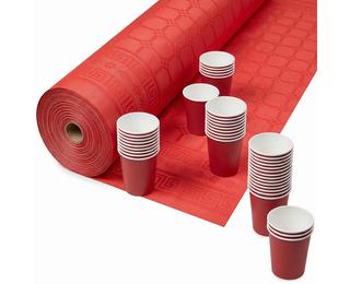 Nappe en rouleau papier damassé - 50x1,18m - Rouge