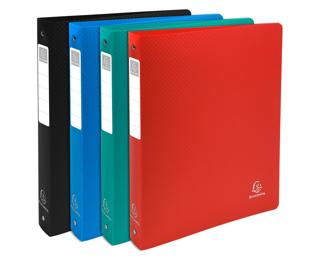 Ringbuch aus festem PP 1000µ mit 4 Ringen 30mm, Rücken 40mm, blickdicht, DIN A4 Überbreite - Farben sortiert