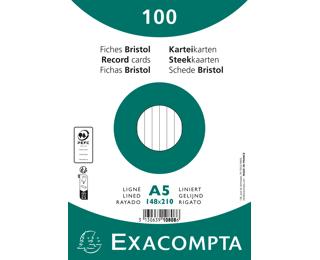 Pk100 Exa Rec Card 14.8x21cm Lined White - White