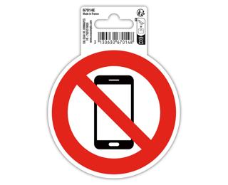 Panneau PVC adhésif antidérapant Téléphone mobile interdit 10 cm - Rouge