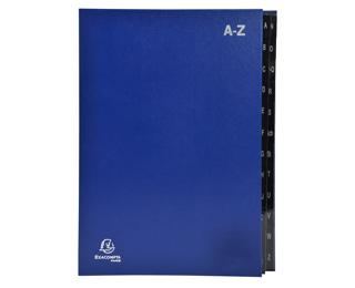 Pultordner Ordnungsmappe mit 24 Fächern aus Recycling-Karton, alphabetisches Register A-Z, für DIN A4 - Blau