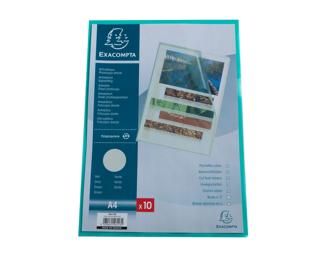 Sachet 10 pochettes coin polypropylène grainé 12/100e - A4 - Vert