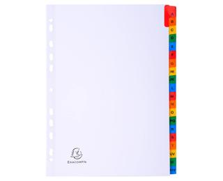 Tabbladen karton 160g - versterkte gekleurde tabs + inbdexblad - 20 tabs - A tot Z - A4 - Wit