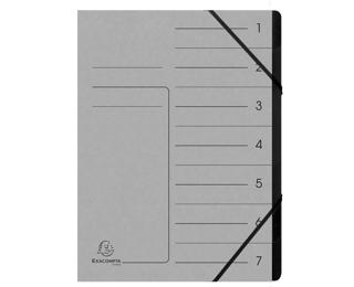 Trieur agrafé avec élastiques intérieur noir 7 compartiments - A4 - Gris