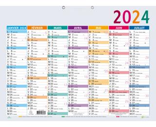 Calendrier Multicolore 55 x 40,5 cm Semestriel 2024 - Multicolore