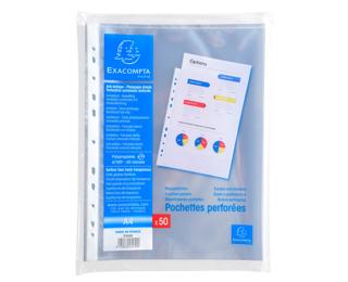 Sachet de 50 pochettes perforées polypropylène lisse 6/100e - A4