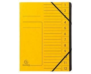 Exacompta Stapled Multipart file with Elastic (12 compartments, A4) - Yellow