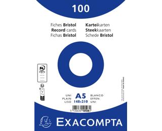 Paquet 100 fiches sous film - bristol uni non perforé 148x210mm - Blanc