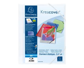 Chemise à élastiques 3 rabats polypropylène opaque Krea Cover - A4 - Blanc