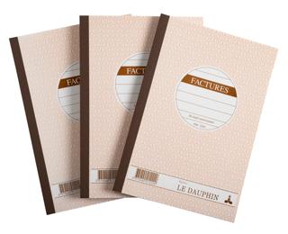 Lot de 3 manifolds FACTURES - papier autocopiant - duplicata (1 original et 1 copie) - 50 feuilles - format 21 x 14,8 cm - couverture vernie - Avoine