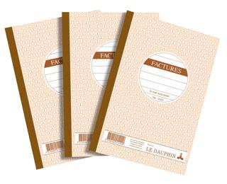 Lot de 3 manifolds FACTURES - papier autocopiant - duplicata (1 original et 1 copie) - 50 feuilles - format 21 x 14,8 cm - couverture vernie