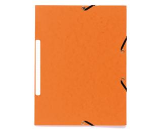 Sammelmappe mit Gummizug und 3 Klappen, Recyclingkarton marmoriert 355g/m2, A4 - Orange