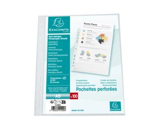 Sachet de 100 pochetttes perforées Polypropylène grainé 5/100e - A5 
