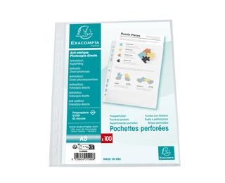 Sachet de 100 pochetttes perforées Polypropylène grainé 5/100e - A5