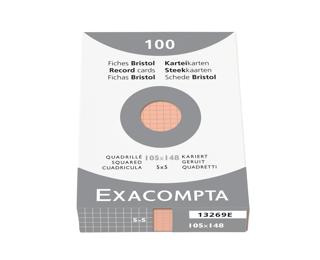 Étui de 100 fiches - bristol quadrillé 5x5 non perforé 105x148mm - Orange